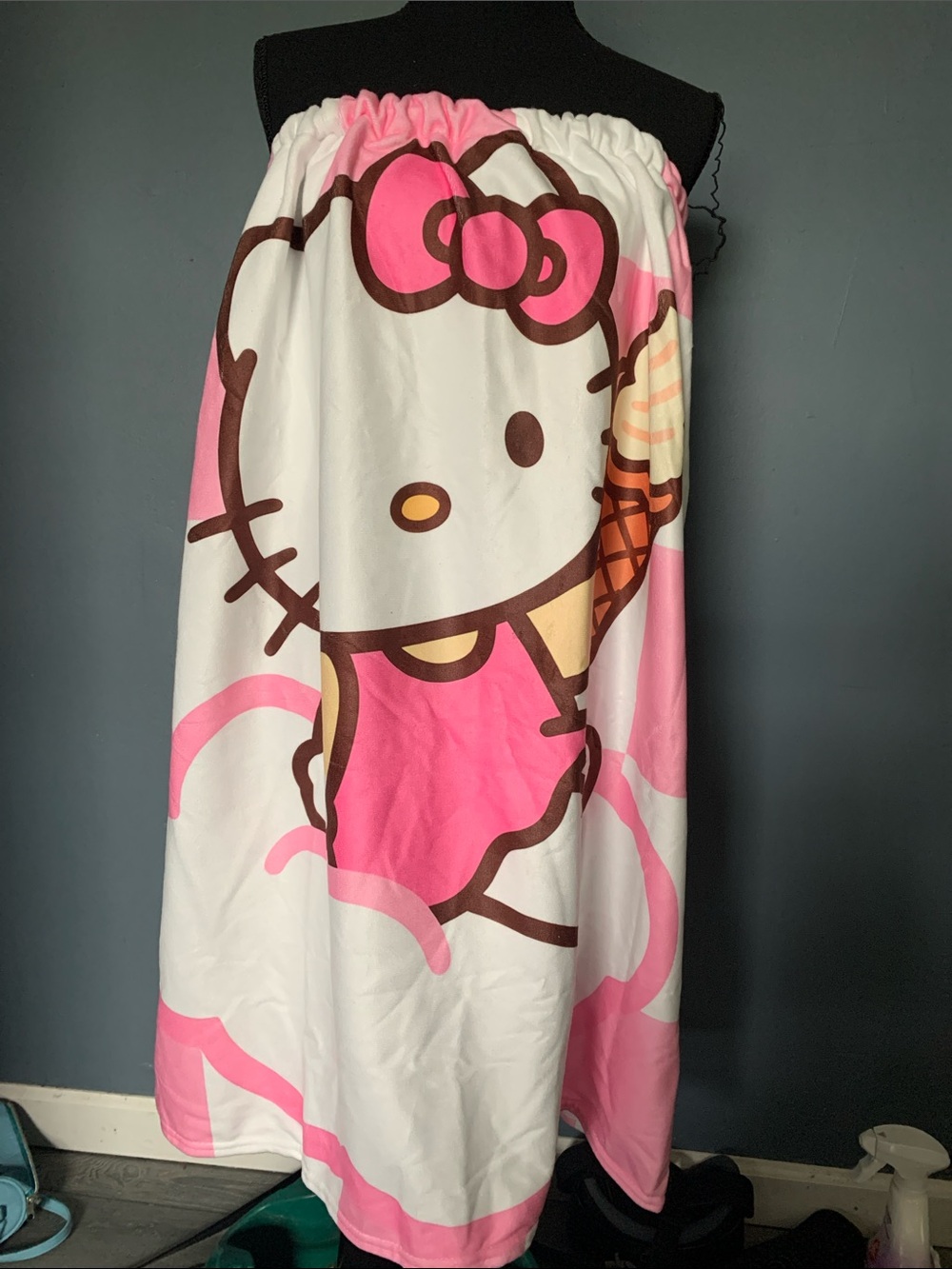 Hello Kitty Pink White Strapless Beach Wrap